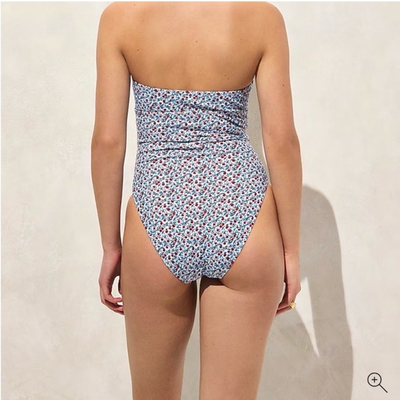 J. Crew Floral One Piece Swimsuit - Blue and Red - Picture 2 of 8